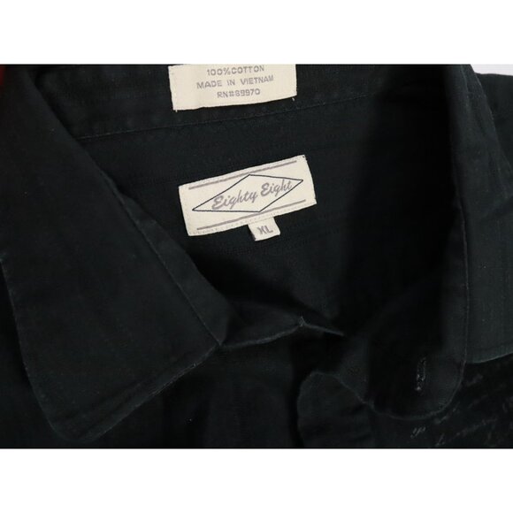 Eighty Eight Mens XL Long Sleeve Button Up Shirt Dark Grey/Black Angel Wings - Picture 10 of 10